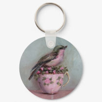 Bird on Teacup Key Chain keychains by LittleMissAli Bird on Teacup Key Chain keychains