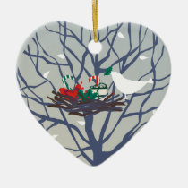 Bird on the nest at Christmas ornaments