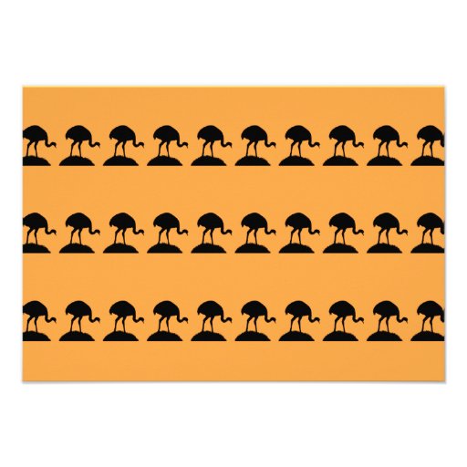 Bird Pattern in Black and Orange. Custom Invite
