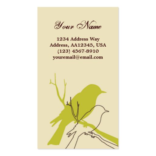 Bird Profile Card (Cream) Business Card Template (front side)