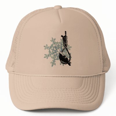 BIRD RESTING ON A NOOSE MESH HATS by nassosvakalis