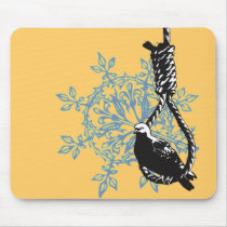 BIRD RESTING ON A NOOSE mousepads by nassosvakalis BIRD RESTING ON A NOOSE mousepads