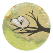 Bird resting on branch pretty yellow painting art stickers