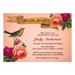 Bird Rose Antique Bridal Shower Invitation (Pink)
