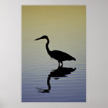Bird Silhouette on Water Poster