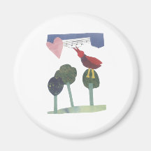 bird singing in tree fridge magnet