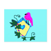 Bird Sitting On A Birdhouse Postcard by Brasherma Bird Sitting On A Birdhouse Postcard