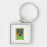 bird spilt wine key chain
