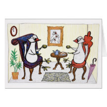 Bird tea party greeting card