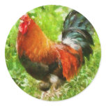 Bird - The Rooster Round Stickers