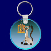 Bird Watching Kitty Keychain by Lotacats Bird Watching Kitty Keychain