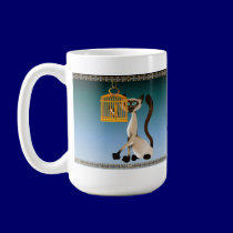 Bird Watching Kitty Mug by Lotacats Bird Watching Kitty Mug