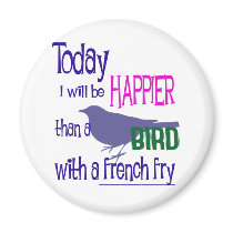 Bird with a french fry refrigerator magnets