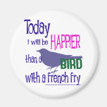 Bird with a french fry refrigerator magnets
