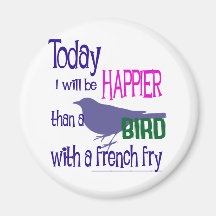 Bird with a french fry refrigerator magnets