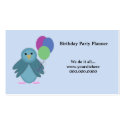 Bird with Balloons - Birthday Party Planner Business Card Templates
