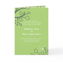 Bird with twig Wedding Invitation Green Card