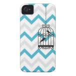 Birdcage Chevron ZigZag Vintage Blue iPhone 4 Case-Mate iPhone 4 Cases