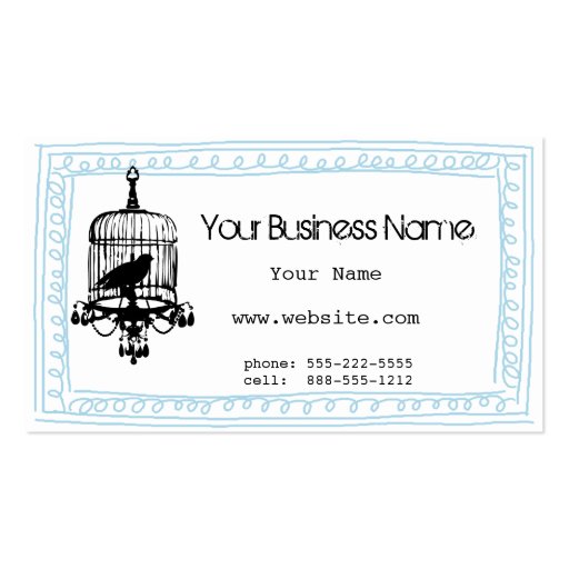 Birdcage Curly Doodle Business Card (front side)