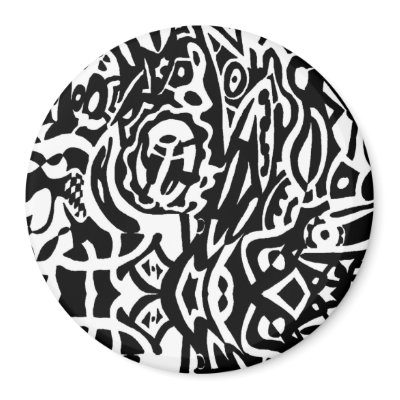 "Birdcreature" B&W Abstract Fridge Magnet by RLMdesignes