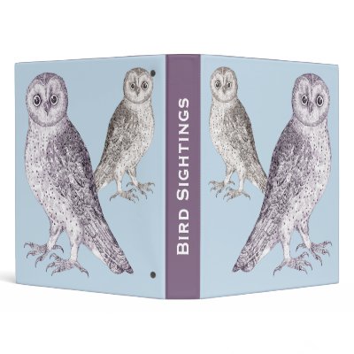Birder's Diary - Bird Sightings Notebook Two Owls Binders by AntiqueImages