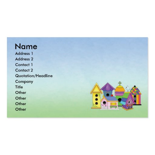 Birdhouse Cluster  Business Card with Background (front side)
