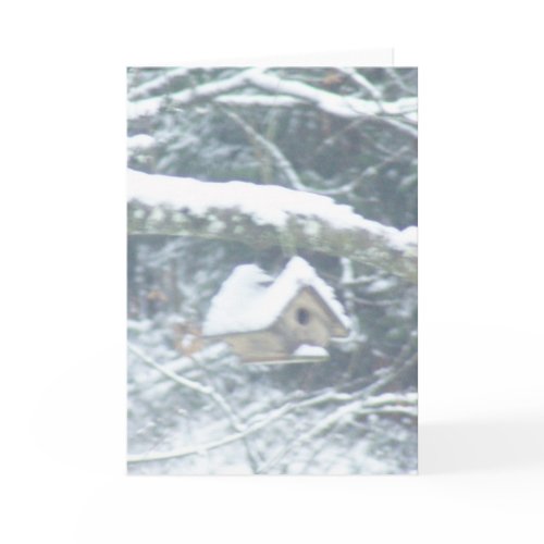 birdhouse in the snow card