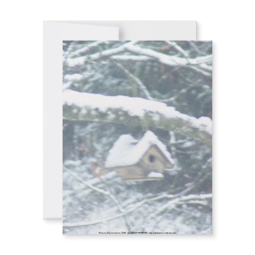 birdhouse in the snow invitation
