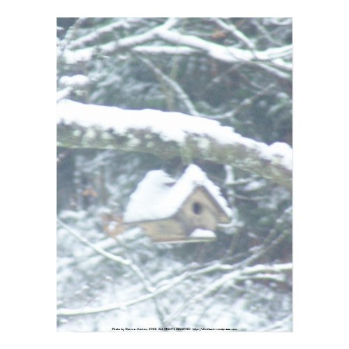 birdhouse in the snow print