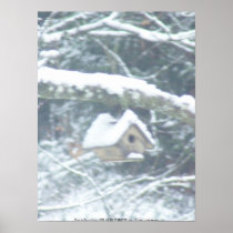 birdhouse in the snow poster