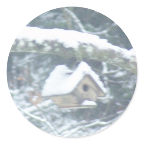 birdhouse in the snow sticker