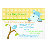 birdie and hippo,baby shower,invite,cute,fun,sweet