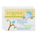 birdie and hippo,baby shower,invite,cute,fun,sweet invitations