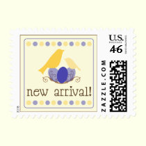 Birdie New Arrival Baby Announcement Stamp (lemon) stamps