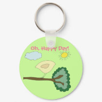 Birdie "Oh, Happy Day!" Keychain by bchrisdesigns Birdie "Oh, Happy Day!" Keychain