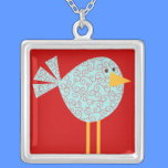 Birdie With Swirls Square Necklace necklaces