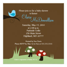 Birdie Woodland 5x5 Baby Shower Invitation