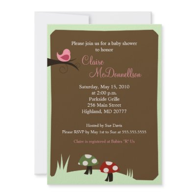 Birdie Woodland 5x7 Baby Shower Invitation by allpetscherished