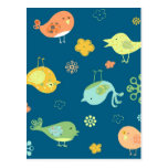 Birdies on Blue postcards