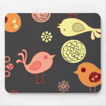 Birdies on Grey Mouse Pads