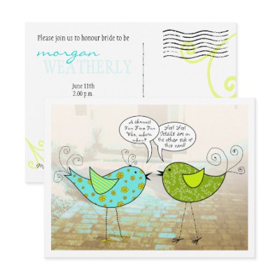 Birdies Shower Invitation Postcards by janettetsmith