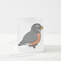Cartoon American Robin Frosted Glass Mug