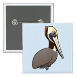 Birdorable Brown Pelican Square Button