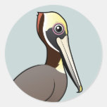 Birdorable Brown Pelican Round Sticker