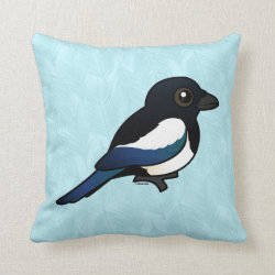 Eurasian Magpie Cotton Throw Pillow