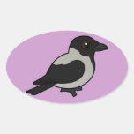 Birdorable Hooded Crow Oval Sticker