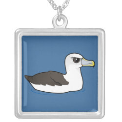 Birdorable Shy Albatross Square Silver-plated Necklace