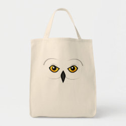 Snowy Owl Face Grocery Tote