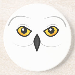 Snowy Owl Face Sandstone Drink Coaster