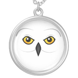 Snowy Owl Face Square Silver-plated Necklace